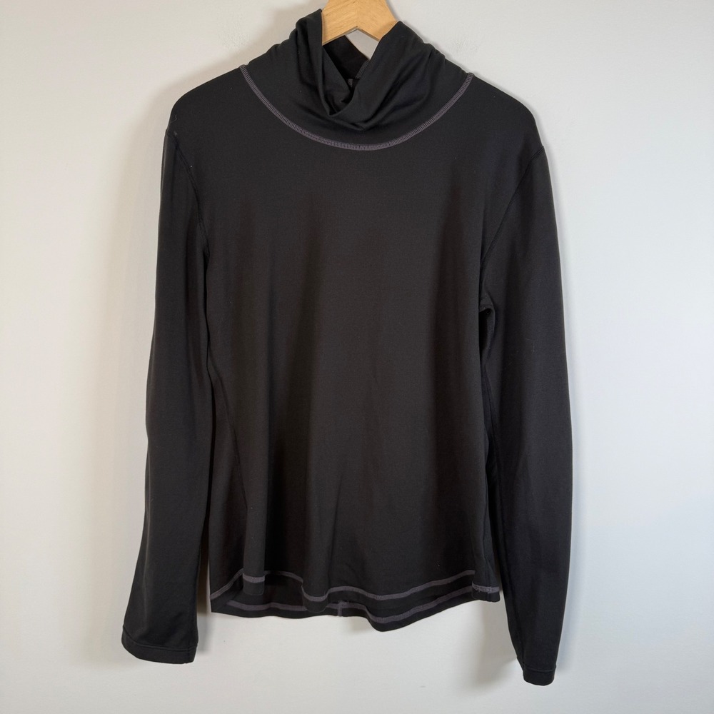 Prana Mock Neck Pullover Top Long Sleeve Shirt XL Active Wear Base Layer Black